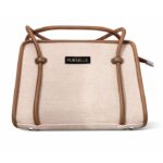 PURSELLA Noir Duo-Tone Structured Top-Handle Bag