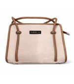 PURSELLA Noir Duo-Tone Structured Top-Handle Bag