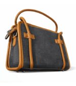 PURSELLA Noir Duo-Tone Structured Top-Handle Bag - Image 2