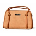 PURSELLA Noir Duo-Tone Structured Top-Handle Bag