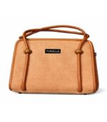 PURSELLA Noir Duo-Tone Structured Top-Handle Bag