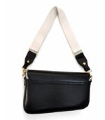 PURSELLA Black Bow Accent Shoulder Bag with Wide Strap - Image 2