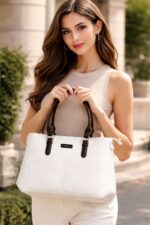 PURSELLA Croco Luxe 3-Piece Handbag Set – White