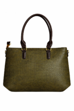 PURSELLA Croco Luxe 3-Piece Handbag Set – Tan Green - Image 4
