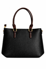 PURSELLA Croco Luxe 3-Piece Handbag Set – Black - Image 4