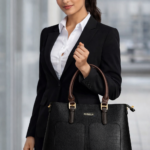 PURSELLA Croco Luxe 3-Piece Handbag Set – Black