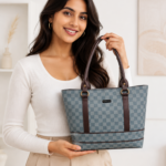 PURSELLA Checked Tote Handbag for Women | Stylish Shoulder Bag with Dual Handles | Spacious Everyday Carry Bag
